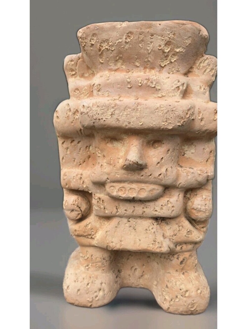 Unique Mid Century Modern MCM Aztec Statue Terra Cotta Clay Figure 10.5" Tall
